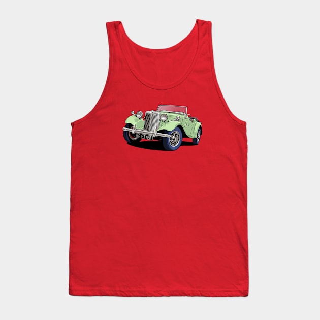 MG T-Type British Classic Car in light green Tank Top by Webazoot